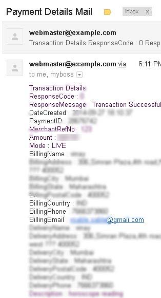 Payment detail email